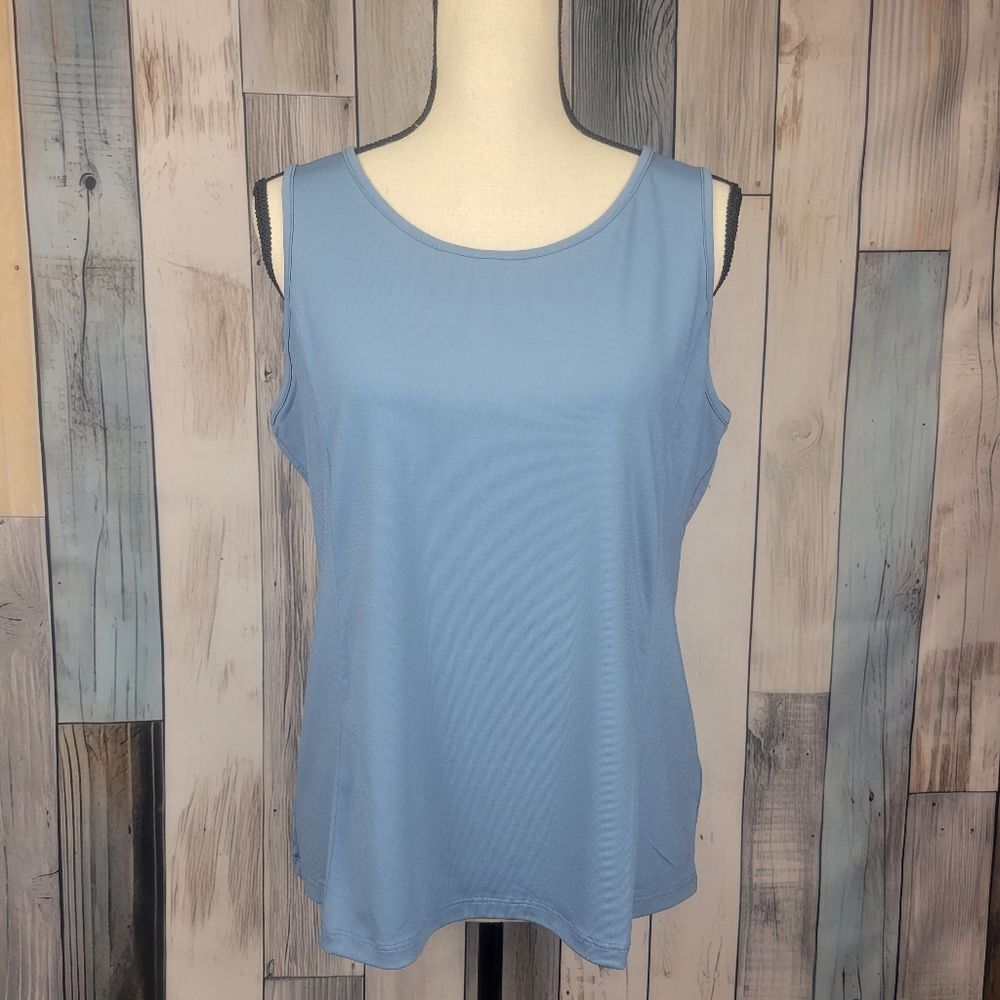 Vintage Bob Mackie Wearable Art Blue Tank Top Siz… - image 1